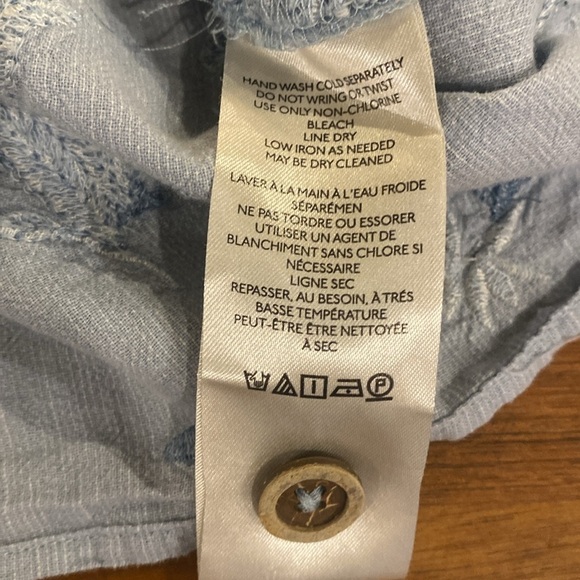 Anthropologie Maeve Embroidered Surf Buttondown Blue Medium Cheetah - Picture 8 of 8